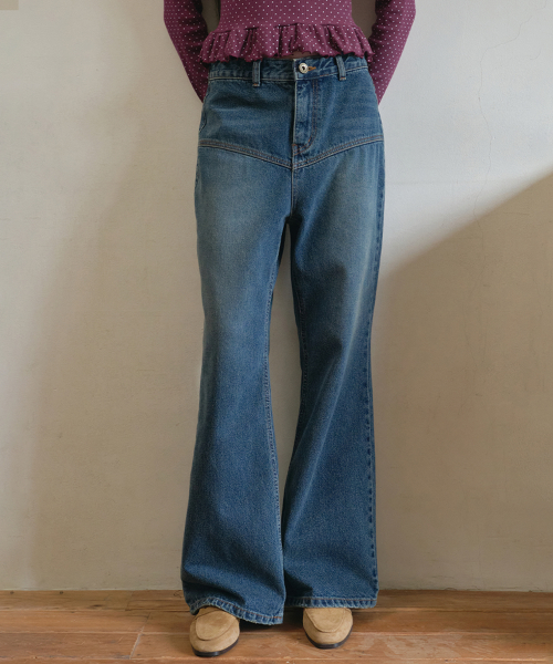 Wide boots cut denim pants_Blue(O25-PT13)