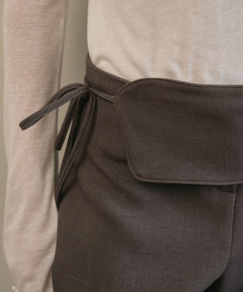 Waist wrap slim boots cut pants_Brown(O25-PT10)