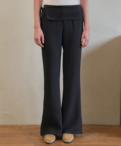 Waist wrap slim boots cut pants_Charcoal(O25-PT10)