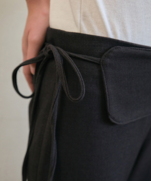 Waist wrap slim boots cut pants_Charcoal(O25-PT10)