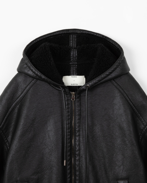 Hooded shearling jumper / BLACK
