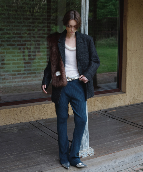 SNAP TWO-WAY OVERSIZED WOOL JACKET_CHARCOAL