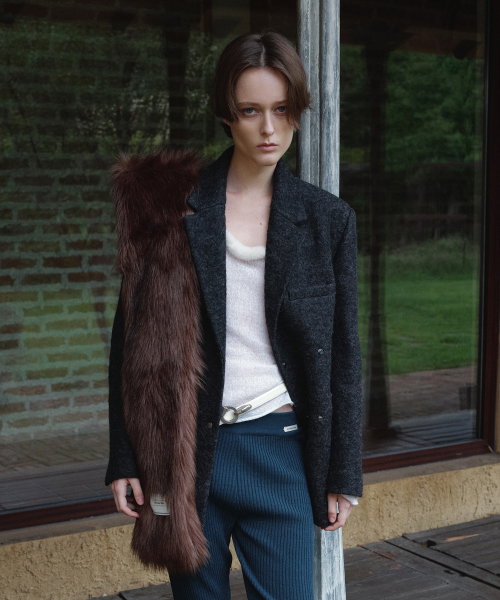 SNAP TWO-WAY OVERSIZED WOOL JACKET_CHARCOAL