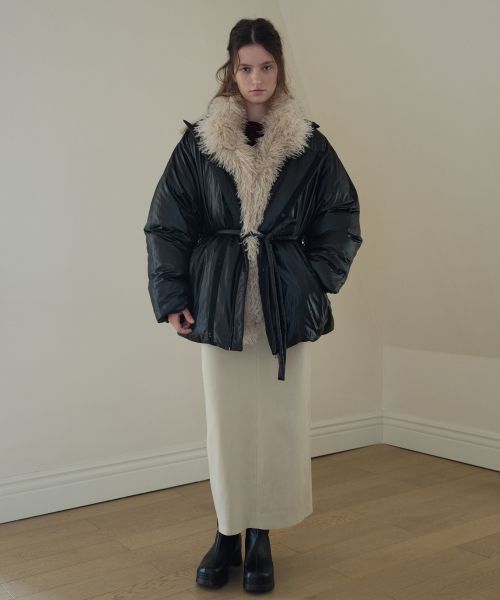 FUR HIGH NECK GOOSE DOWN JUMPER_BLACK