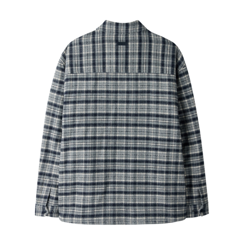 WOVEN PATCH FLANNEL SHACKET - NAVY (P254UPD432)