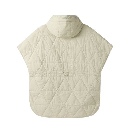 W HALF SLEEVE QUILTED PONCHO - L/BEIGE (P254WPV133)