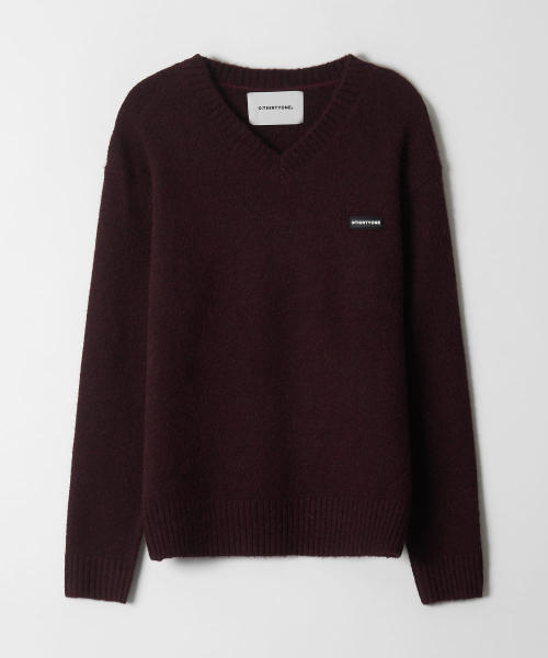 V-Neck Solid Sweater (BURGUNDY)
