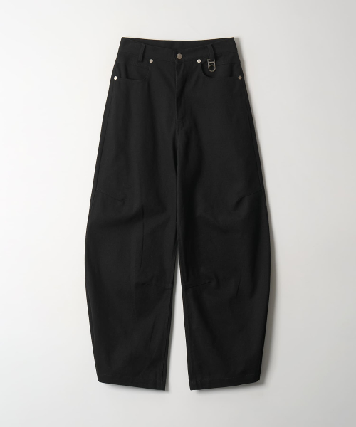 Side-Snap Balloon Curved Pants (BLACK)