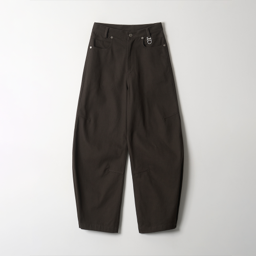 Side-Snap Balloon Curved Pants (BROWN)
