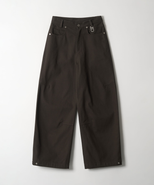 Side-Snap Balloon Curved Pants (BROWN)
