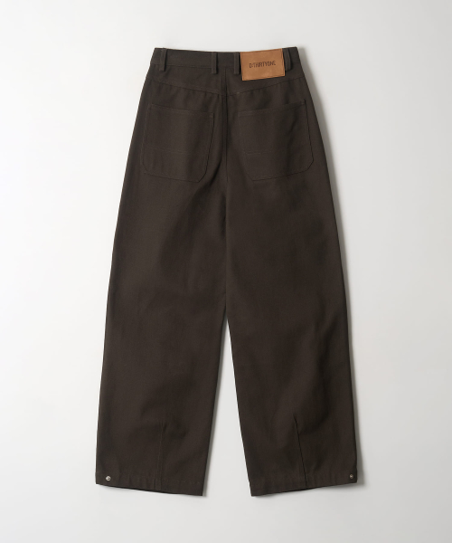 Side-Snap Balloon Curved Pants (BROWN)