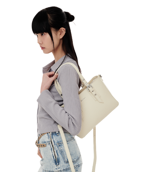 crinkle punch tote bag - ivory