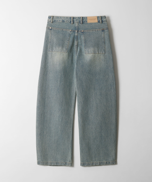 Tool Pocket Wide-Curved Denim Pants (LIGHT BLUE)