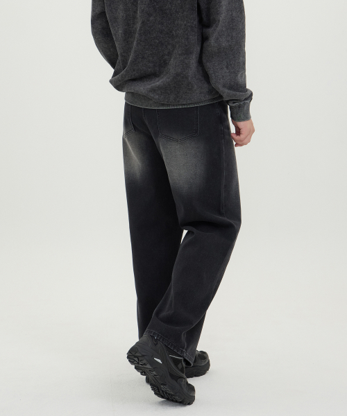 Широкие джинсы унисекс на резинке Easy Fit (Black)