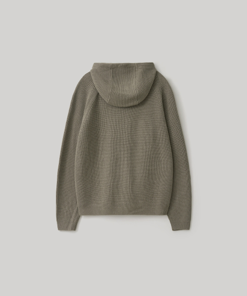 Hooded Knit Parka (Linen gray)