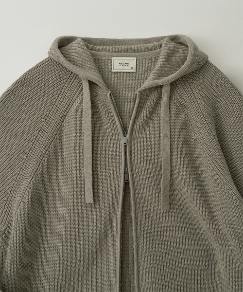 Hooded Knit Parka (Linen gray)