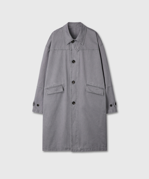 WASHED COTTON MAC COAT (GRAY)