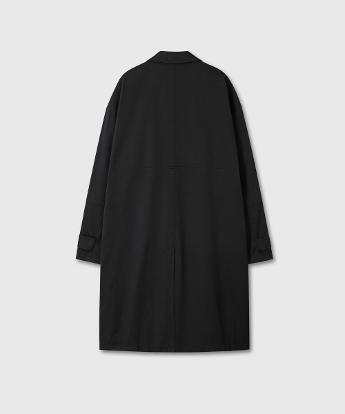 WASHED COTTON MAC COAT (BLACK)
