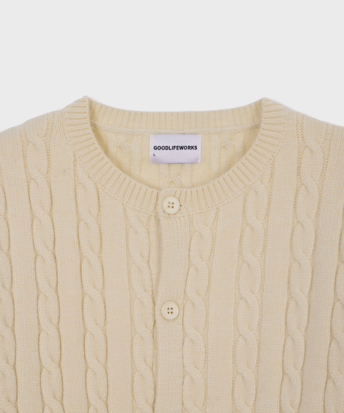 Тяжелый кабельный кардиган Cream