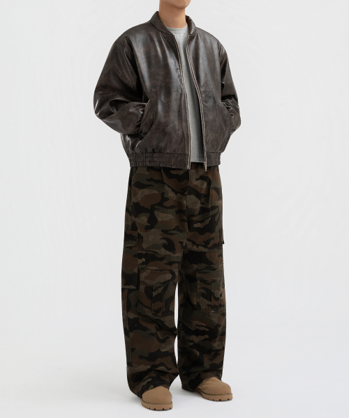 Винтажный кожаный бомбер Padded, Brown