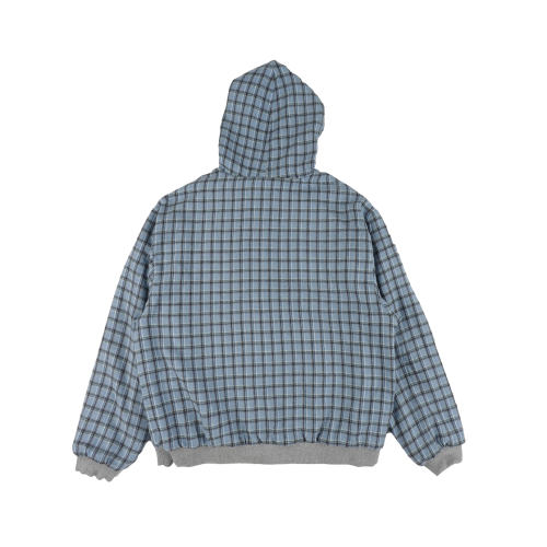 Reversible Check Hoodie Zip-Up Skyblue