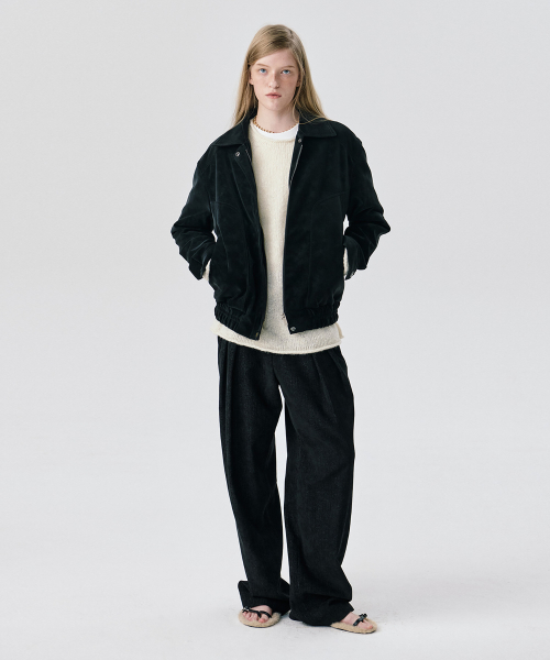 Soft Suede Seam Бомбер_Black