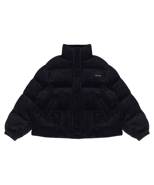 Вельвет Wellon короткий паффер Black