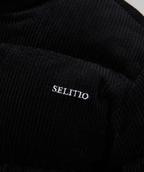 Вельвет Wellon короткий паффер Black