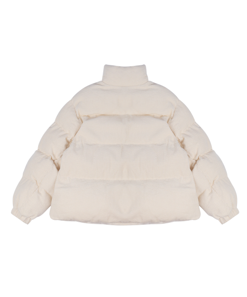 Вельветовый короткий пуховик с наполнителем wellon, Cream
