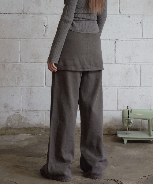 DENIM LAYERED WIDE PANTS