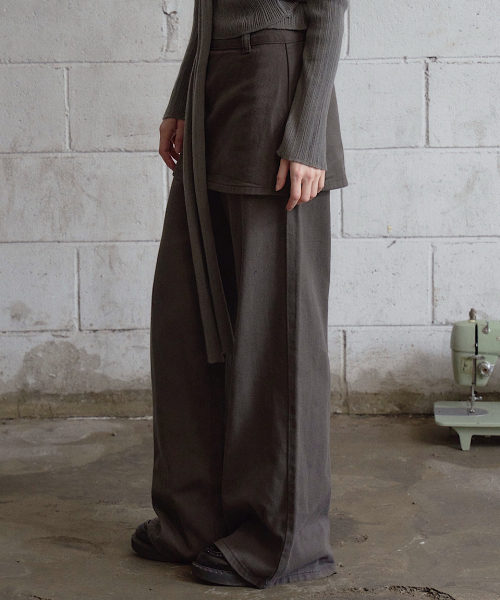 DENIM LAYERED WIDE PANTS