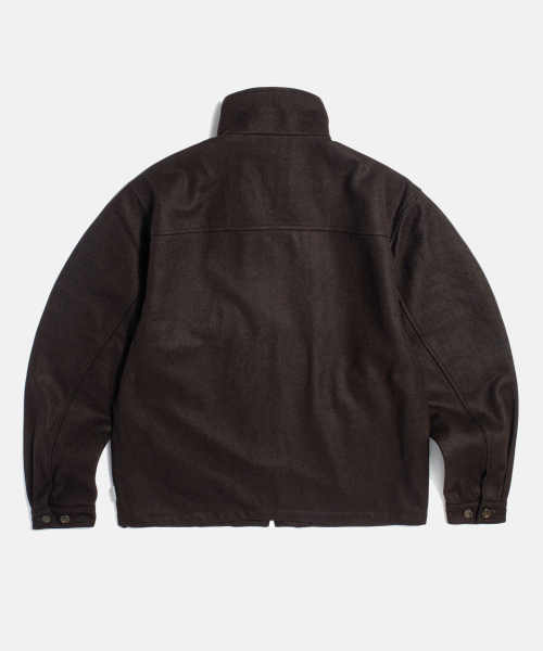 Wool Blend Track Blouson Dark Brown