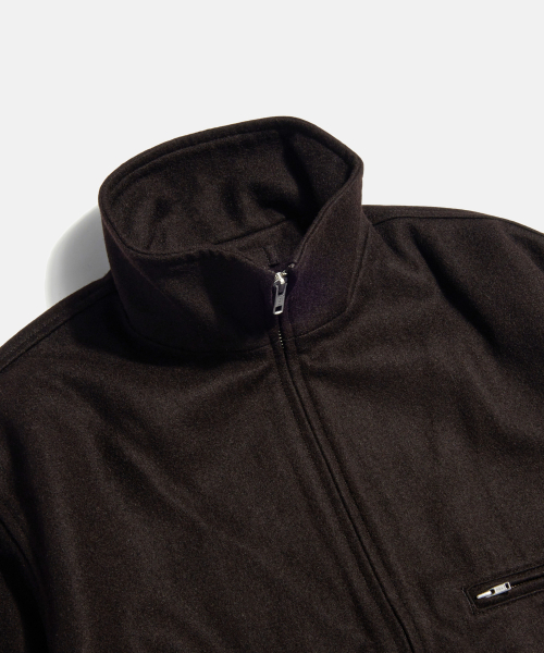 Wool Blend Track Blouson Dark Brown