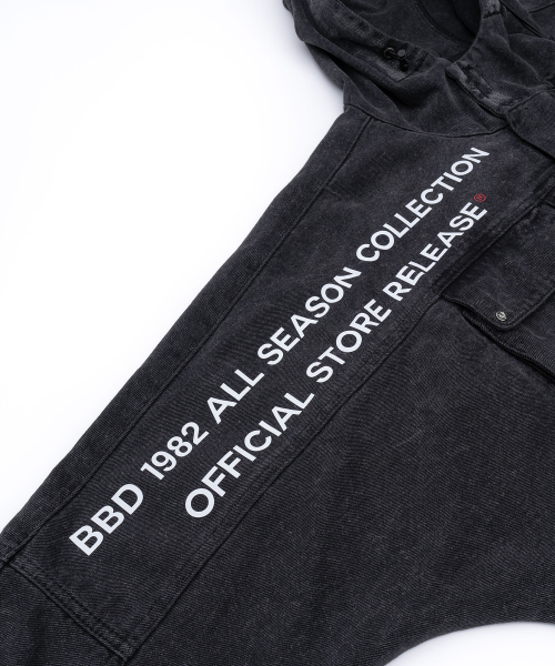 BBDB винтажная столкновение худи денимовый жакет Black