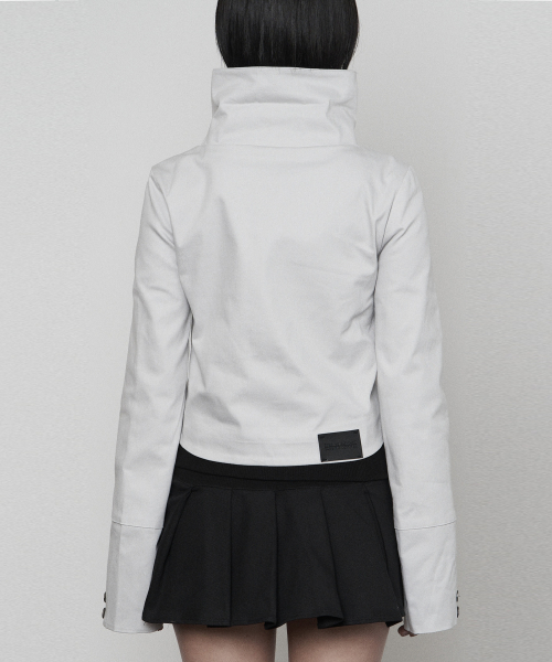Широкий высокий воротник сбоку кнопка жакет LIGHT GRAY