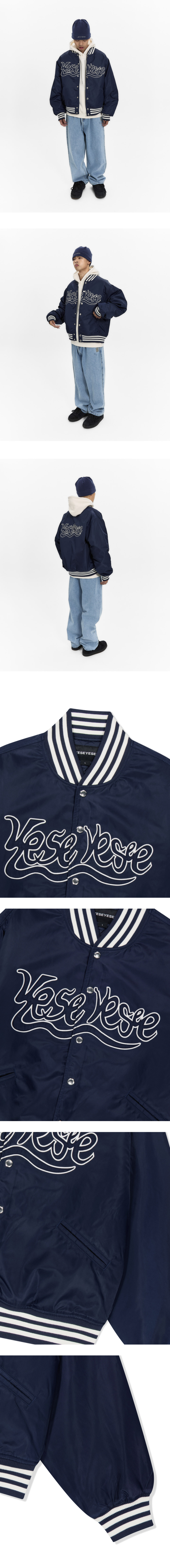 Y.E.S Snail Logo Stadium Jacket Navy