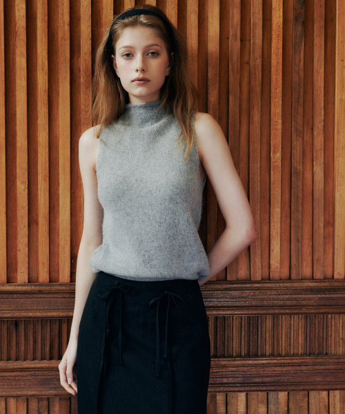 шерсть Halter Neck Sleeveless Knit (серый)