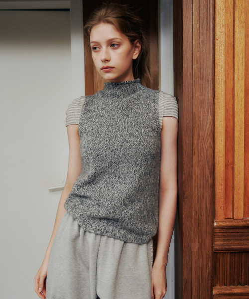 шерсть Halter Neck Sleeveless Knit (Charcoal)
