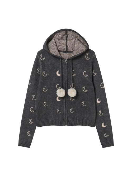 MOON KNITTED ZIP-UP худи CHARCOAL