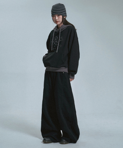 Свободные хлопковые брюки в клетку - Black