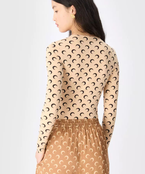 (W) Лонгслив MOON PRINTED JERSEY LS CREWNECK TOP TA10 TAN
