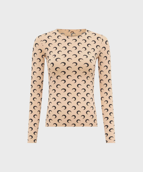 (W) Лонгслив MOON PRINTED JERSEY LS CREWNECK TOP TA10 TAN