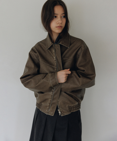 Norman vintage кожаный blouson (коричневый)