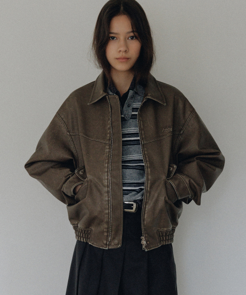 Norman vintage кожаный blouson (коричневый)