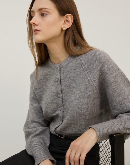 BALLOON SLEEVE CARDIGAN GRAY кардиган с рукавами-фонариками Gray