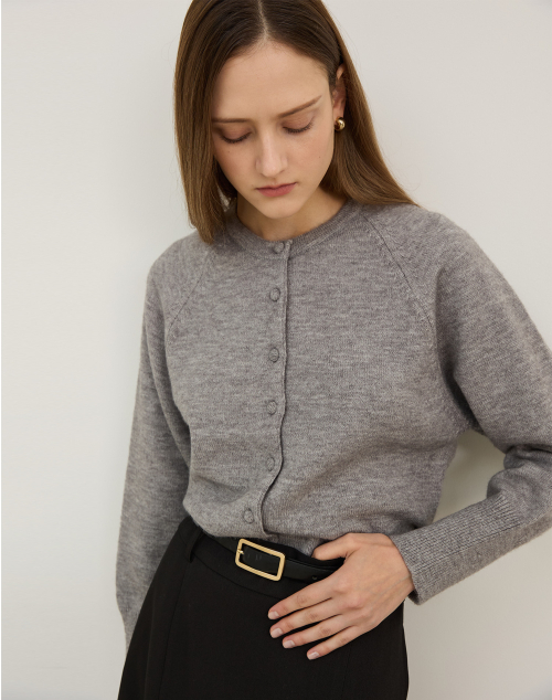 BALLOON SLEEVE CARDIGAN GRAY кардиган с рукавами-фонариками Gray
