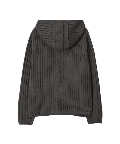 Rib Knit худи Zip-Up - CHARCOAL