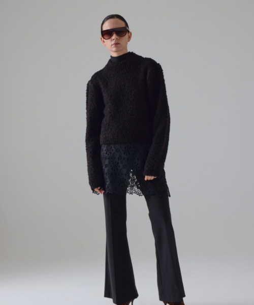 Bouclé Half-Neck Wool Свитер_Black