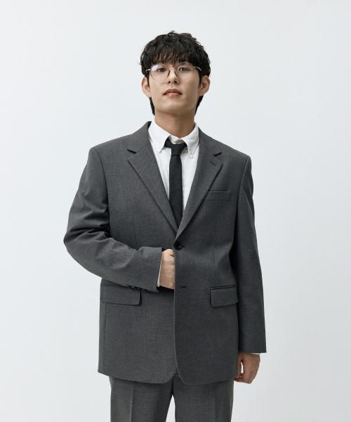 Пиджак semi-over basic suit серый MMFFMSJ-102GR