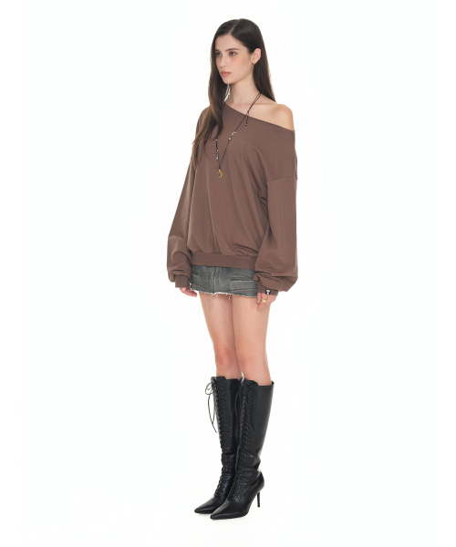 Asymmetric One Shoulder Свитшот Brown